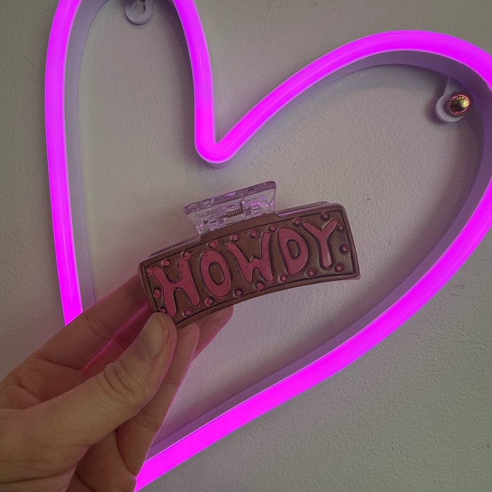 Pink 'HOWDY' Hair Clip